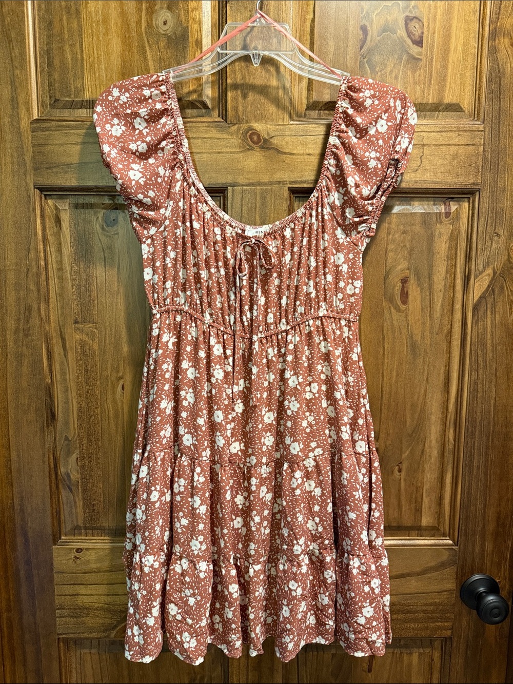 mine Rust Floral Short-Sleeve Tiered Dress